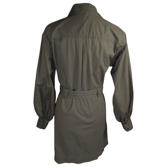 Banana Republic Utility Safari Mini Shirtdress Long Balloon Sleeve Camo Green XS - Picture 3 of 8